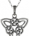 Sterling Silver Celtic Triquetra Knot Triangle Pendant Necklace, 18