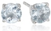 Sterling Silver 6mm Round Blue Topaz Earrings