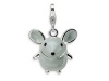Amore LaVita (tm) Sterling Silver 3-D Enameled Grey Mouse w/Lobster Clasp Charm for Charm Bracelet