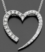 Macy's Necklace, 18 Sterling Silver Cubic Zirconia Open Heart Pendant Necklace