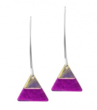 DreamGlass Sterling Silver and Dichroic Glass Yellow Over Pink Double Triangle Earrings DreamGlass Sterling Silver and Dichroic Glass Yellow Over Pink Double Triangle Earrings