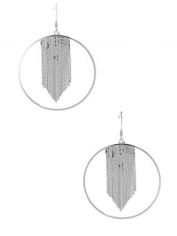 G by GUESS Women's Silver-Tone Hoop Earrings with Snake Chain, SILVER G by GUESS Women's Silver-Tone Hoop Earrings with Snake Chain, SILVER