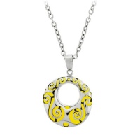 Inox Womens Scroll Design in Yellow Resin and Circular 316L Stainless Steel Pendant (Includes 20 Chain) Inox Womens Scroll Design in Yellow Resin and Circular 316L Stainless Steel Pendant (Includes 20 Chain)