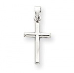 14k White Gold Cross Pendant - Measures 25.2x11.8mm - JewelryWeb