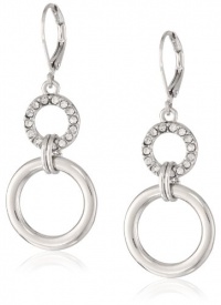 T Tahari Essentials Pave Circle Silver Drop Earrings T Tahari Essentials Pave Circle Silver Drop Earrings