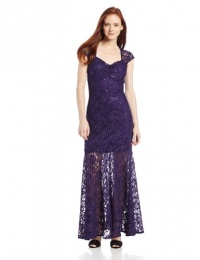 Jump Juniors Glitter Lace Gown with Flounce Hem, Purple, 1/2 Jump Juniors Glitter Lace Gown with Flounce Hem, Purple, 1/2