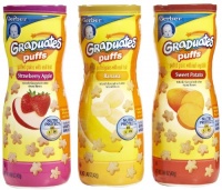 Gerber Graduates Puffs Cereal Snack Variety 3 Pack Strawberry Apple, Banana, Sweet Potato -- 3 Canister Gerber Graduates Puffs Cereal Snack Variety 3 Pack Strawberry Apple, Banana, Sweet Potato -- 3 Canister