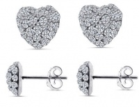 925 Sterling Silver Cubic Zirconia Heart Shape Stud Earrings 925 Sterling Silver Cubic Zirconia Heart Shape Stud Earrings