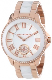 Vince Camuto Women's VC/5046WTRG Swarovski Crystal Accented Rose Gold Tone and White Ceramic Pyramid Bracelet Watch Vince Camuto Women's VC/5046WTRG Swarovski Crystal Accented Rose Gold Tone and White Ceramic Pyramid Bracelet Watch