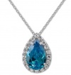 B. Brilliant Sterling Silver Necklace, 18 London Blue Cubic Zirconia Pear Necklace