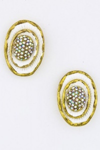 JACOBS & McCARTNEY OVAL CENTER CRYSTAL EARRINGS JACOBS & McCARTNEY OVAL CENTER CRYSTAL EARRINGS