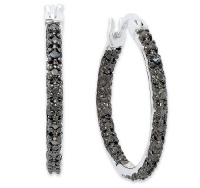 Victoria Townsend Sterling Silver Earrings, Black Diamond Accent In-and-Out Hoop Earrings Victoria Townsend Sterling Silver Earrings, Black Diamond Accent In-and-Out Hoop Earrings