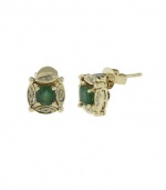 Effy Jewlery Diversa 14K Yellow Gold Emerald and Diamond Earrings