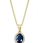 Victoria Townsend 18k Gold over Sterling Silver Necklace, 18 Blue Sapphire (1-1/2 ct. t.w.) and Diamond Accent Oval Pendant