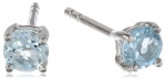 Sterling Silver 4mm Round Blue Topaz Earrings