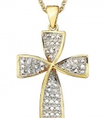 Victoria Townsend 18k Gold over Sterling Necklace, 18 Diamond Accent Cross Pendant