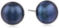 Sterling Silver 8x8.5mm Freshwater Cultured Pearl Button Stud Earrings